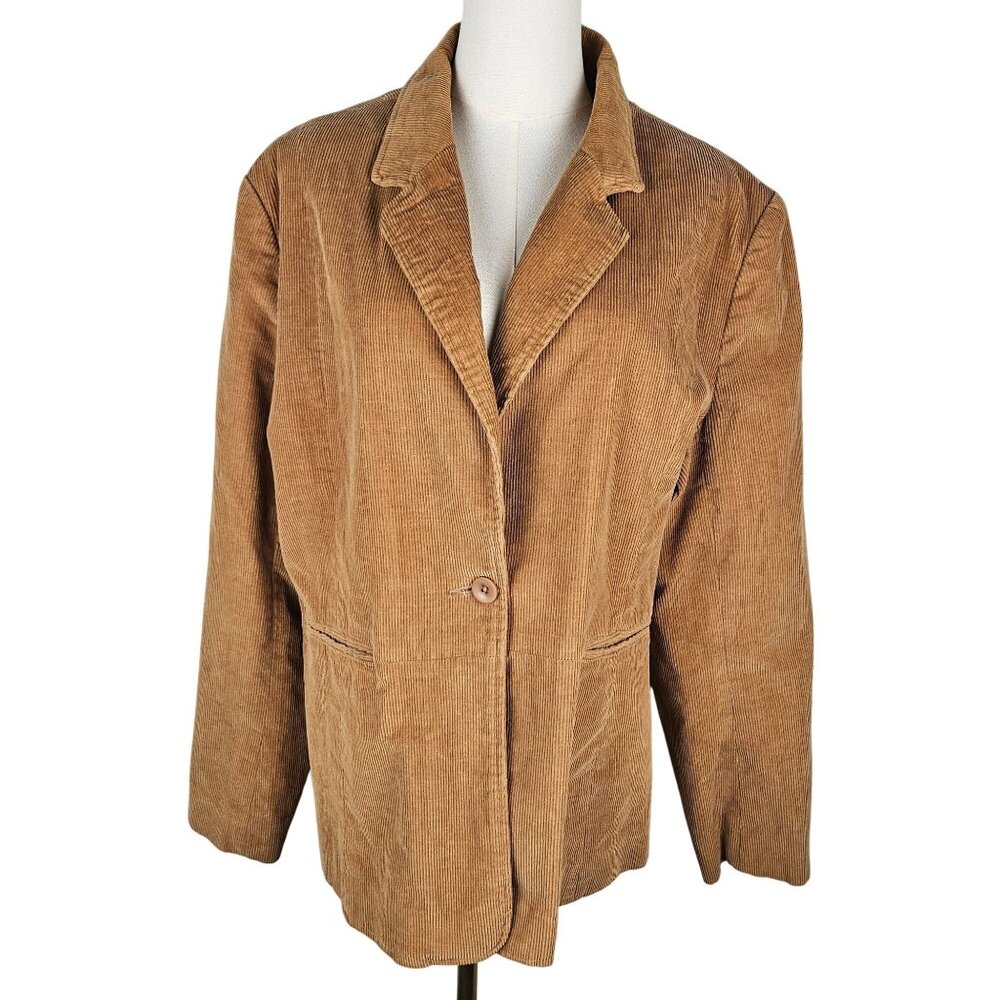 Denim&Co Tan Corduroy Blazer